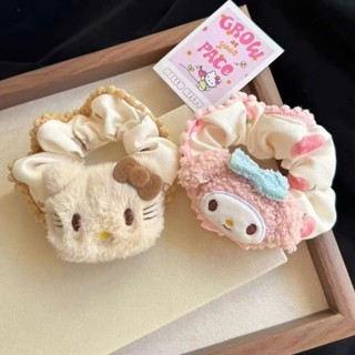 Scrunchies cột tóc hoạt hình Hello Kitty và Melody nhồi bông mềm mịn dễ thương