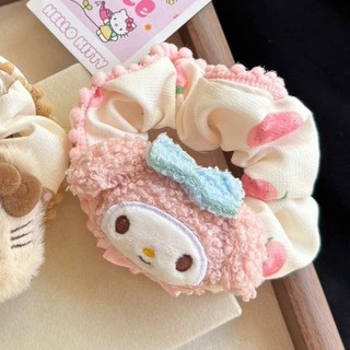 Scrunchies cột tóc hoạt hình Hello Kitty và Melody nhồi bông mềm mịn dễ thương