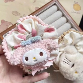 Scrunchies cột tóc hoạt hình Hello Kitty và Melody nhồi bông mềm mịn dễ thương