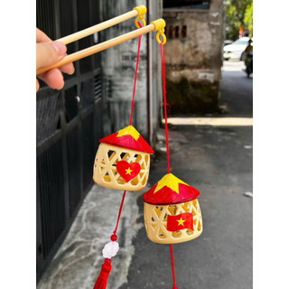 [ có sẵn - hỏa tốc hcm] [Kỉ Niệm 2/9] Đèn Lồng Nón Lá Cờ Tổ Quốc - Lồng Đèn Trang Trí Quốc Khánh 2/9,Trung Thu Kèm Đèn