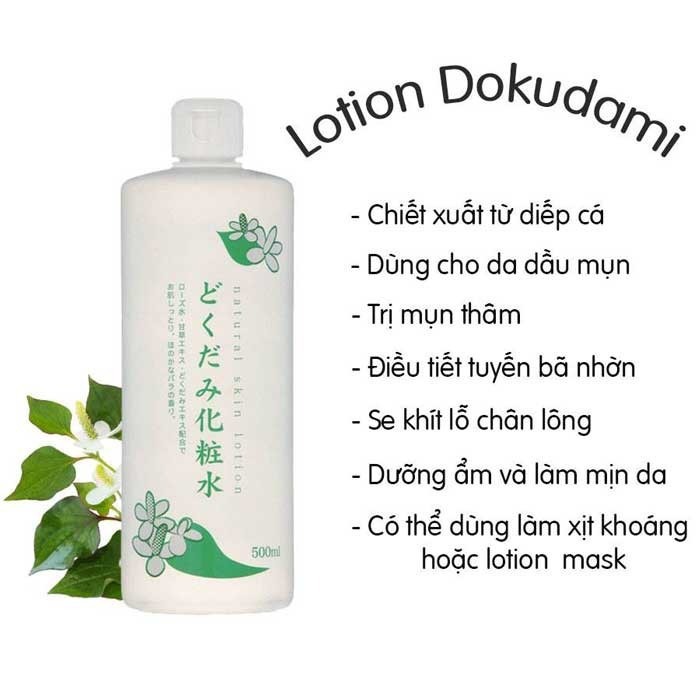 Nước hoa hồng lotion toner diếp cá Dokudami ngăn ngừa mụn 500ml