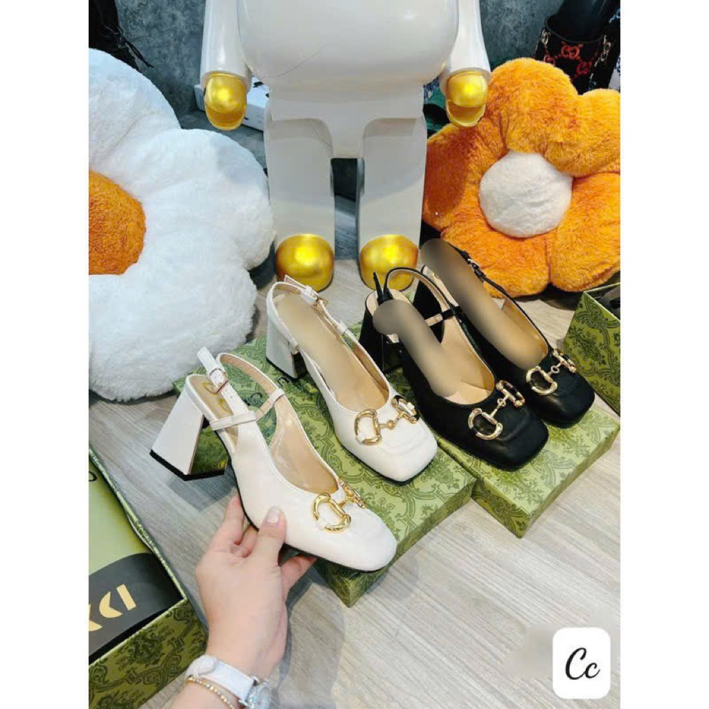 Sandal xích hai mầu kem-đen