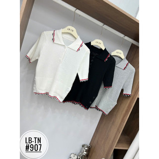 Áo len Thom cộc tay cổ đức đơn giản viền sóng #907