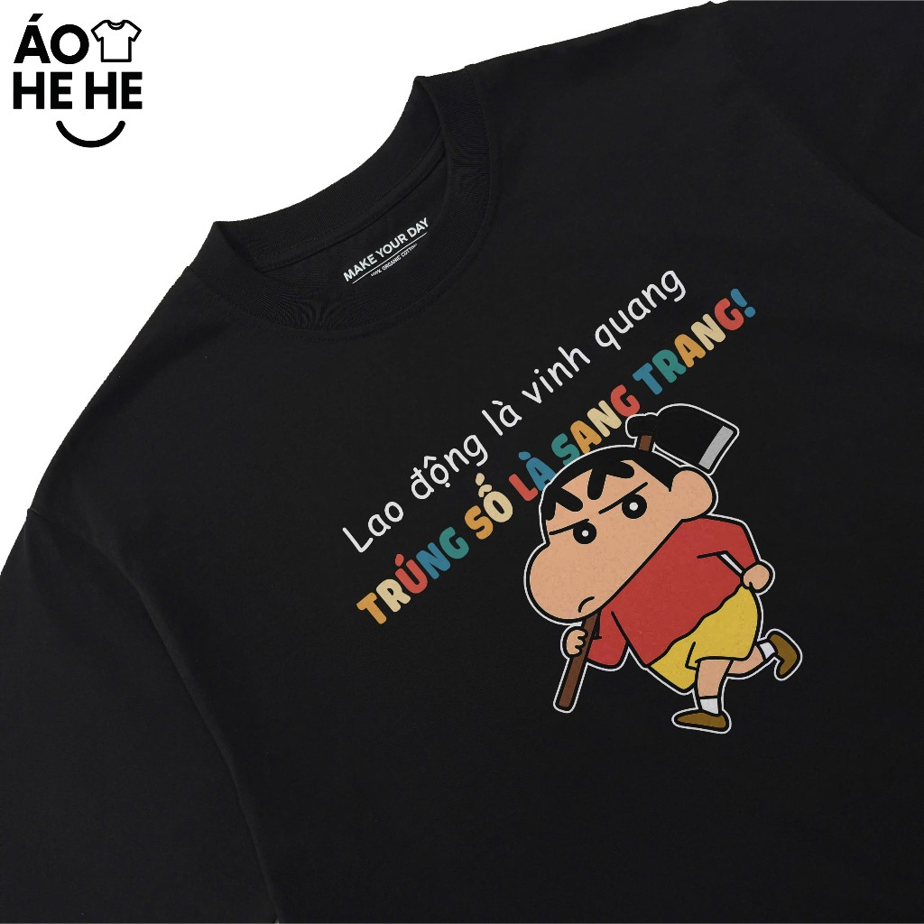 Áo In Chữ Hài Hước Lao Động Là Vinh Quang Trúng Số Là Sang Trang Câu Nói Text Vui Nhộn Meme Form Rộng Cotton 250gsm