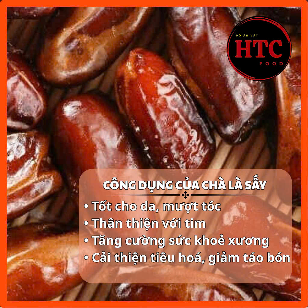 Chà là sấy dẻo không đường cao cấp nhập khẩu từ Dubai, trái cây hoa quả sấy dẻo, đồ ăn vặt HTC Food