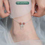 Lắc chân bạc nữ TLEE bạc 925 dây hoa mix hạt đá đôi phong thủy Tự Nhiên và treo charm hồ điệp TLEE JEWELRY LC0143 — ảnh 8
