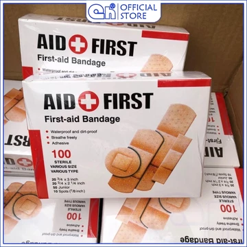 QH179 Hộp 100 Băng Gâu Y Tế AID FIRST, băng gạc y tế urgo tiệt trùng dán vết thương tiện lợi