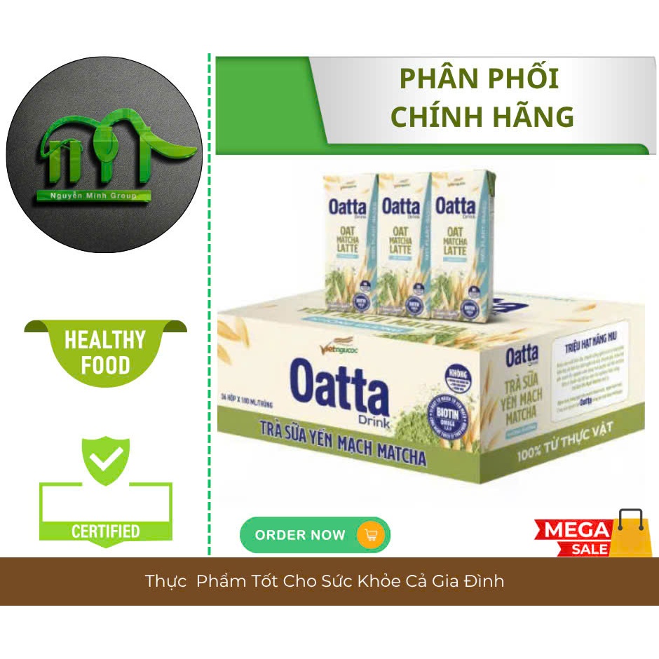 THÙNG 12 LỐC (36 HỘP) - Trà Sữa Yến Mạch Matcha KHÔNG ĐƯỜNG OATTA Việt ...