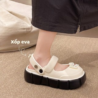 Dép sục nữ đế cao 5 cm form Mary Jane kèm charm Cún trắng Mita kiểu sandal quai hậu CS-150