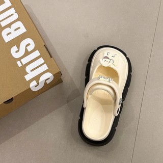 Dép sục nữ đế cao 5 cm form Mary Jane kèm charm Cún trắng Mita kiểu sandal quai hậu CS-150