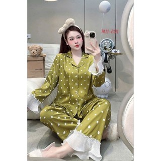 Đồ Bộ Chấm Bị ,Bèo Ren Lụa Latin, Có Size  45-60 kg và 60-75kg Nhiều  Màu Dễ Thương Quần Dài Tay  Áo Dài Cho Nữ