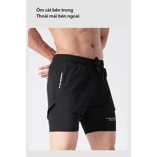 [Xả Hàng] Quần bơi nam, Quần thể thao nam 2 lớp an toàn, Quần đùi nam 2 lớp vải gió và vải thun lạnh TOPMEN 021