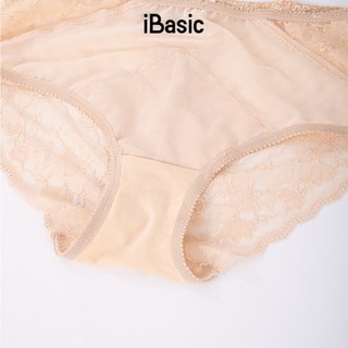 Quần lót nữ iBasic lưng cao ren phối lưới ren logo PANW182