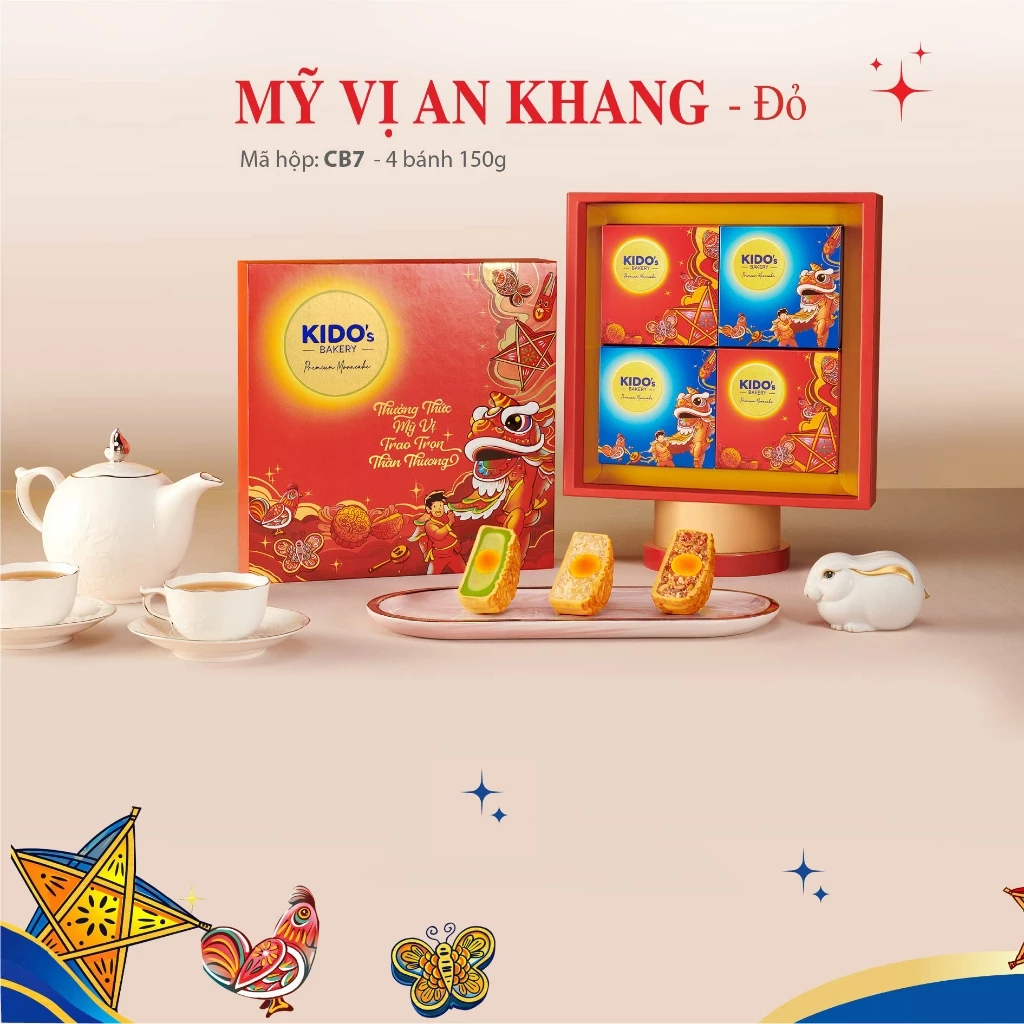 [HỎA TỐC HCM] Hộp 4 bánh trung thu KIDO cao cấp sang trọng, làm quà tặng doanh nghiệp, bạn bè