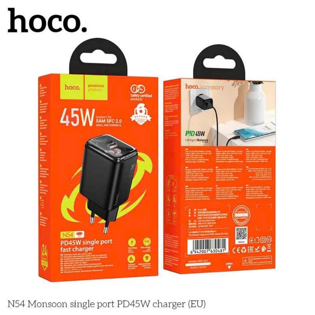 Củ sạc nhanh hoco N54A chui tròn ,công suất 45w .
