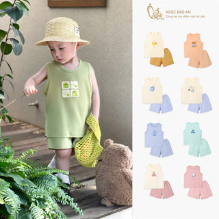 HONEY (6M - 6Y) Bộ quần áo sát nách thể thao cotton thoáng mát, thấm hút tốt 6 hoạ tiết đáng yêu 10kg đến 29kg