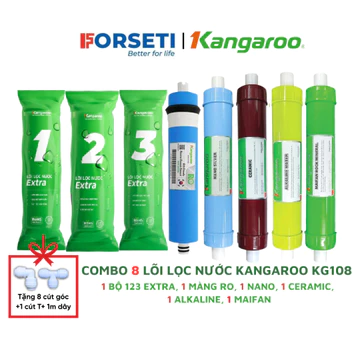 Trọn bộ 8 lõi lọc nước Kangaroo chính hãng dùng cho máy lọc nước Kangaroo KG06G4, KG108, KG108H