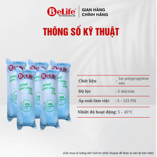 Combo 5 lõi lọc nước Belife PP 5 micron đầu bịt cho máy RO gia đình