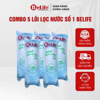 Combo 5 lõi lọc nước Belife PP 5 micron đầu bịt cho máy RO gia đình
