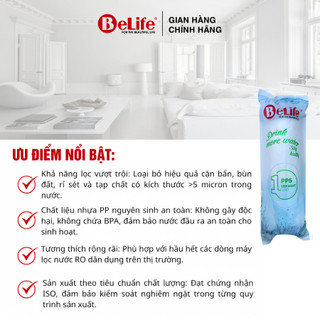 Combo 5 lõi lọc nước Belife PP 5 micron đầu bịt cho máy RO gia đình