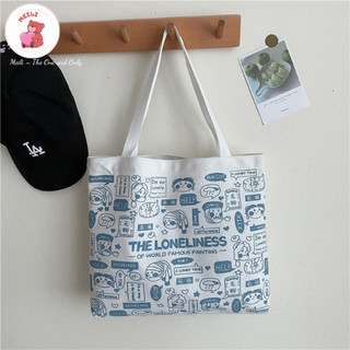 Túi Vải Canvas Panda Lucky-nhỏ Túi Tote Đi Học Dạo Phố Dễ Thương MEILI STORE