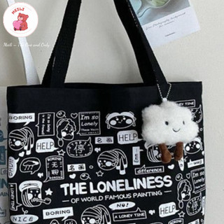 Túi Vải Canvas Panda Lucky-nhỏ Túi Tote Đi Học Dạo Phố Dễ Thương MEILI STORE