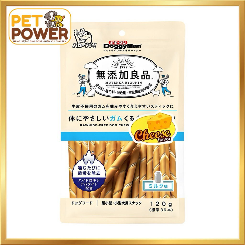 [Chính Hãng] - Que gặm DoggyMan cho chó hương phô mai - Size mini 120g
