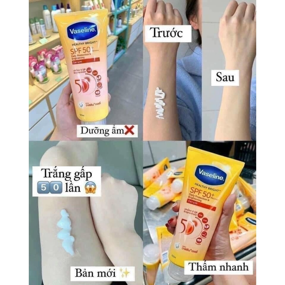 Kem chống nắng Body Vaseline 50x bảo vệ da với SPF 50+ PA+++ 300ml, Kcn vaseline nội địa Thái