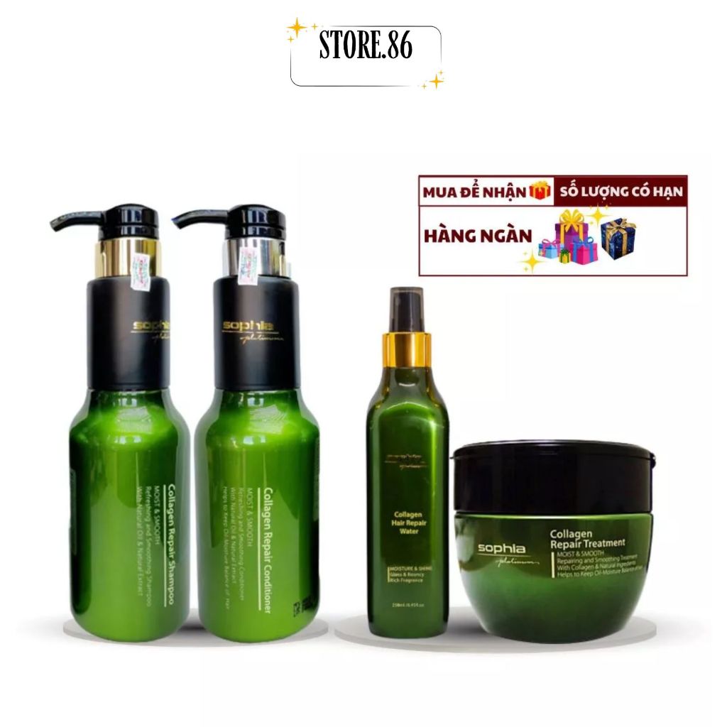 Dầu Gội Sophia Platinum Collagen Repair 500ml | Collagen Dưỡng Tóc Khô Xơ, Mềm Mượt Chuẩn Salon
