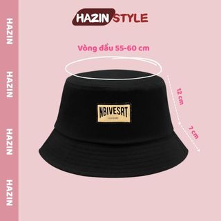 Mũ bucket HAZIN họa tiết thêu vành cụp 2 lớp, form dáng basic dành cho nam và nữ thời trang phong cách Hàn Quốc
