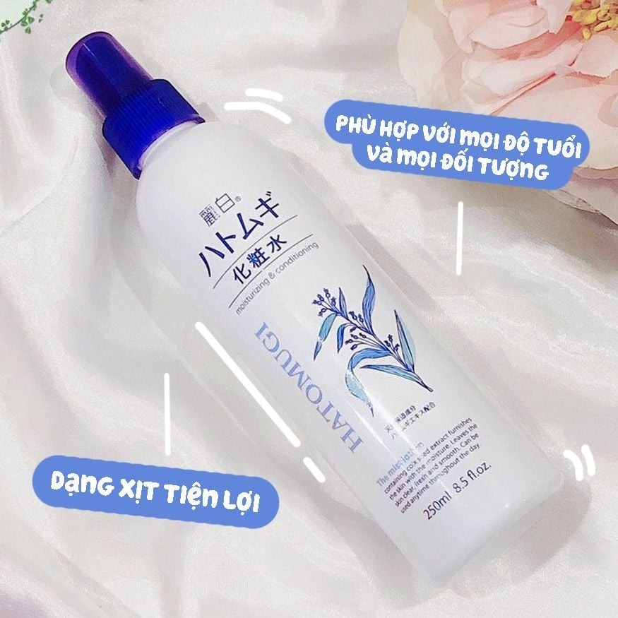 Xịt khoáng Hatomugi dưỡng ẩm và làm sáng da Reihaku Hatomugi 250ml chính hãng nhật bản