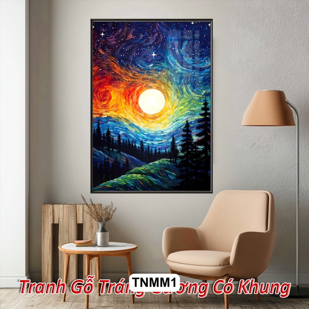 Tranh Cảnh Thiên Nhiên Rực Rỡ Tráng Gương Có Khung - Decor Sang Trọng Cho Khách Sạn, Căn Hộ Hiện Đại