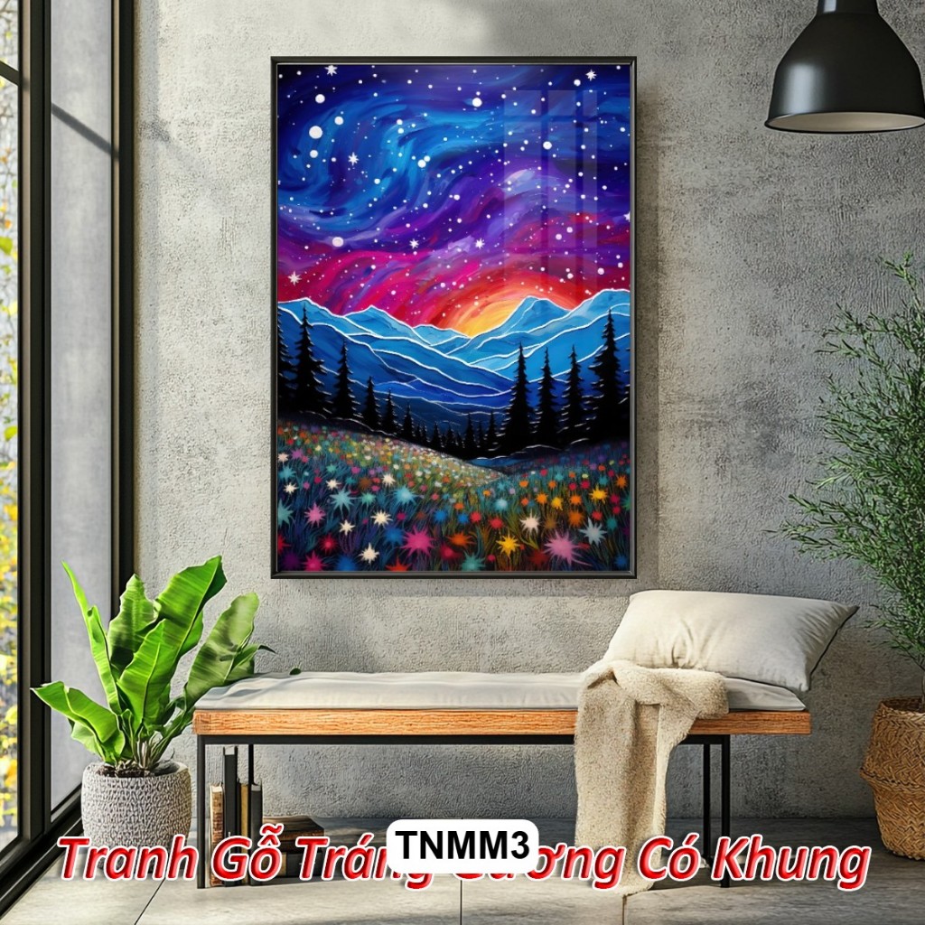 Tranh Cảnh Thiên Nhiên Rực Rỡ Tráng Gương Có Khung - Decor Sang Trọng Cho Khách Sạn, Căn Hộ Hiện Đại