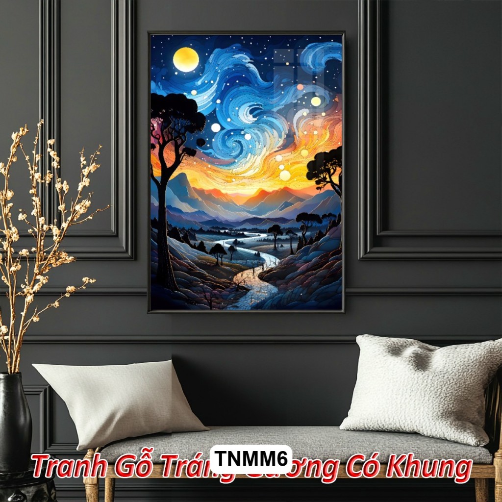 Tranh Cảnh Thiên Nhiên Rực Rỡ Tráng Gương Có Khung - Decor Sang Trọng Cho Khách Sạn, Căn Hộ Hiện Đại