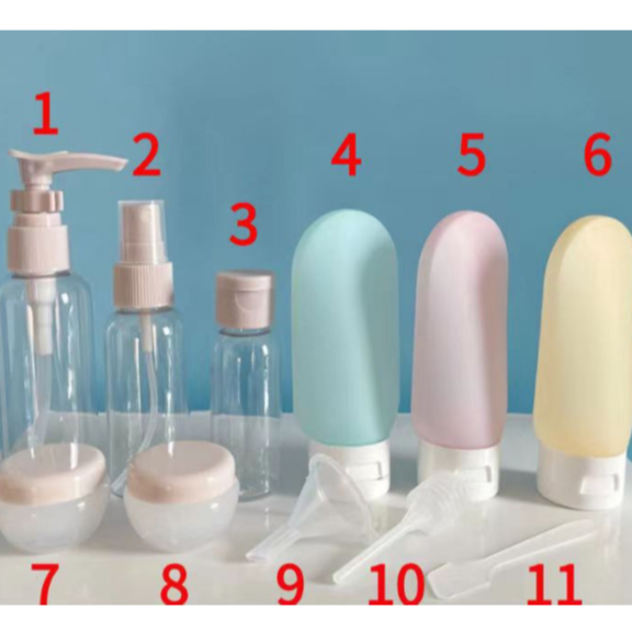 Bộ 11 Món Chiết Mỹ Phẩm Du Lịch Chống Rò Rỉ Tiện Dụng Kèm Túi Đựng