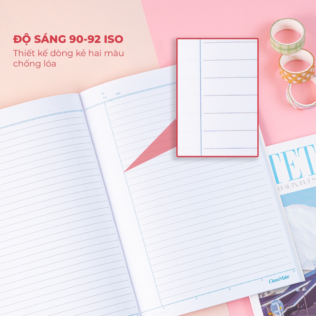 [Đơn 100K Tặg 4 Bút] Combo 10 Vở Kẻ Ngang Happy Day Classmate Bìa Chống Nước, Giấy Mịn Ăn Mực 58-60gsm, Vở 72/200 Trang