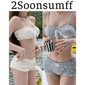 2Soonsumff Bộ bikini 2 mảnh hai dây nhún bèo hai dây sexy gợi cảm đồ bơi cho nữ