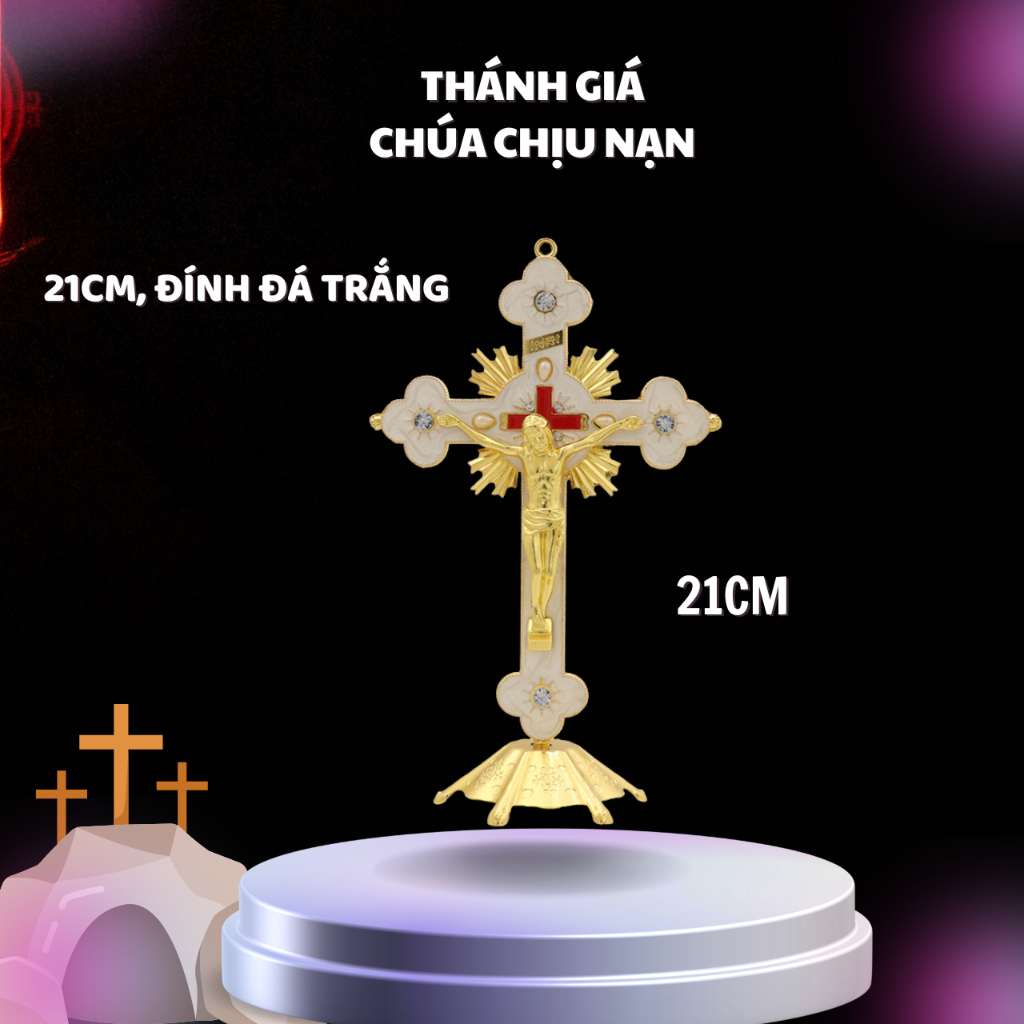 THÁNH GIÁ CHÚA CHỊU NẠN ĐÍNH ĐÁ – MẪU ĐỨNG TRANG TRỌNG