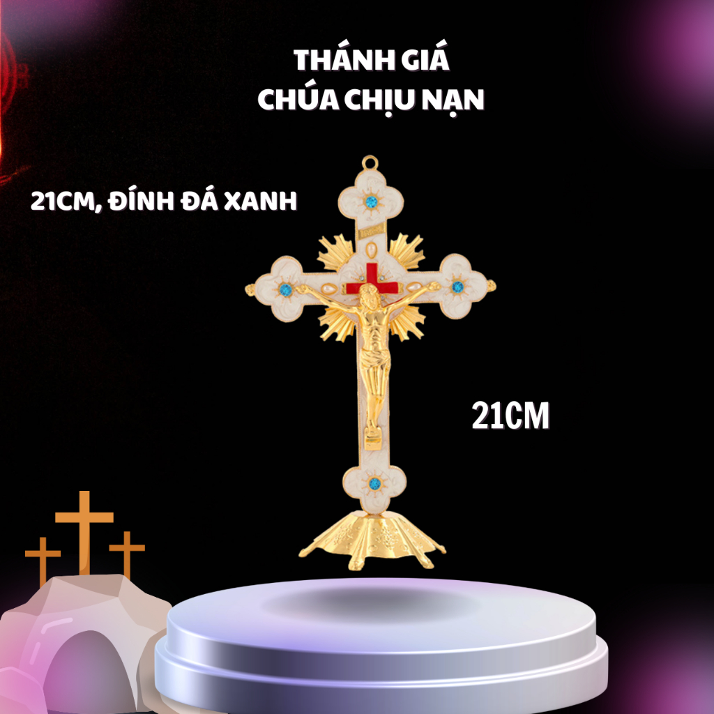 THÁNH GIÁ CHÚA CHỊU NẠN ĐÍNH ĐÁ – MẪU ĐỨNG TRANG TRỌNG