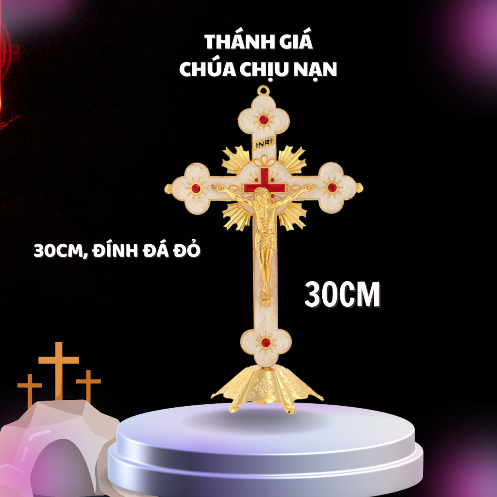 THÁNH GIÁ CHÚA CHỊU NẠN ĐÍNH ĐÁ – MẪU ĐỨNG TRANG TRỌNG