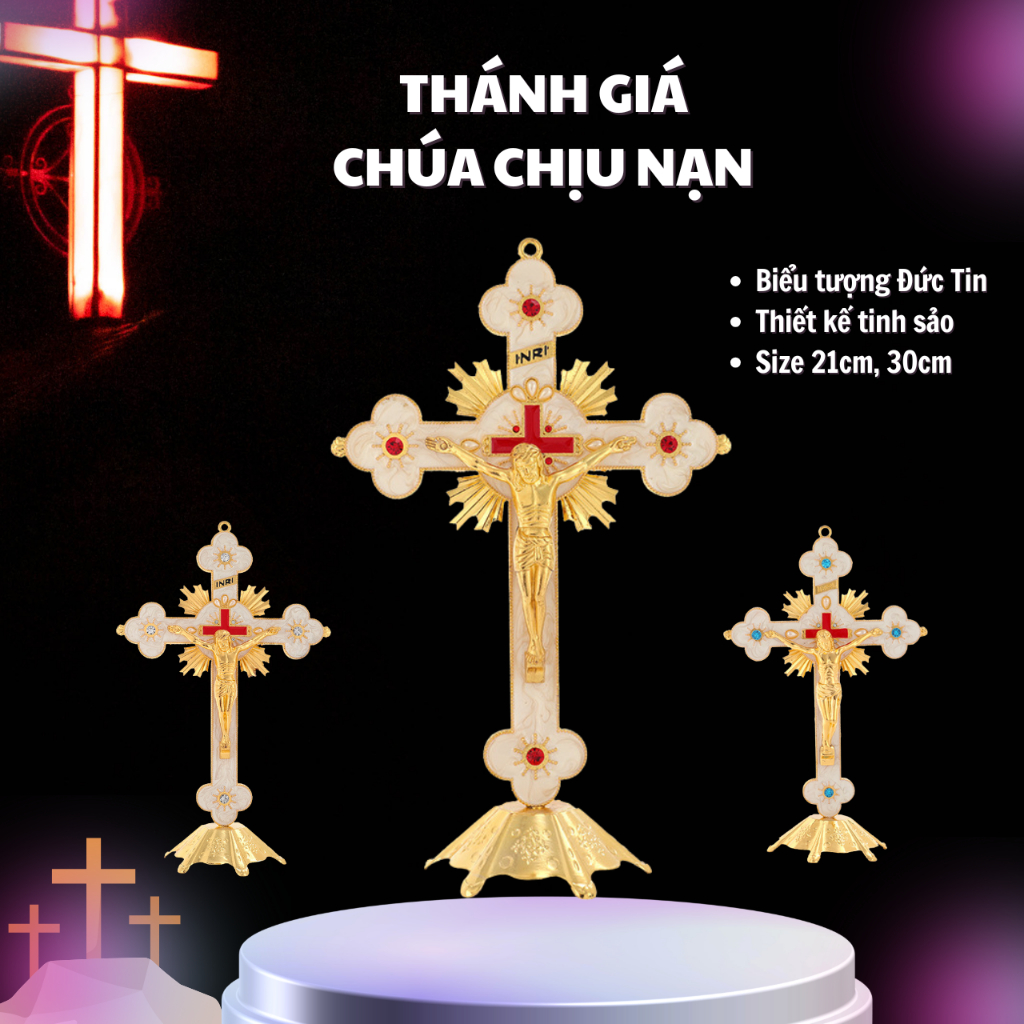THÁNH GIÁ CHÚA CHỊU NẠN ĐÍNH ĐÁ – MẪU ĐỨNG TRANG TRỌNG
