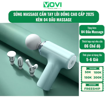 Máy Massage Cầm Tay, Súng Massage [Bản Mới 2025] 4 Đầu 6 Chế Độ Massage Chất Liệu Cao Cấp