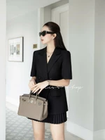 [Công Sở Cao Cấp] Set Áo Vest Blazer Tay Ngắn Công Sở Dáng Suông & Chân Váy Xếp Ly Thanh Lịch Châu Giang Design - S510 — ảnh 4