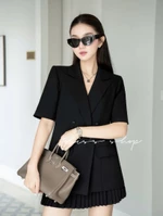 [Công Sở Cao Cấp] Set Áo Vest Blazer Tay Ngắn Công Sở Dáng Suông & Chân Váy Xếp Ly Thanh Lịch Châu Giang Design - S510 — ảnh 7