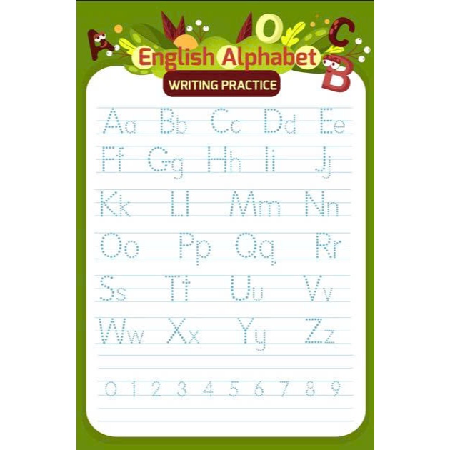 Bảng chữ cái viết thường tiếng anh và tiếng việt khổ A4 in 2 mặt ép plastic đảm bảo độ bền và có thể tô viết cho bé