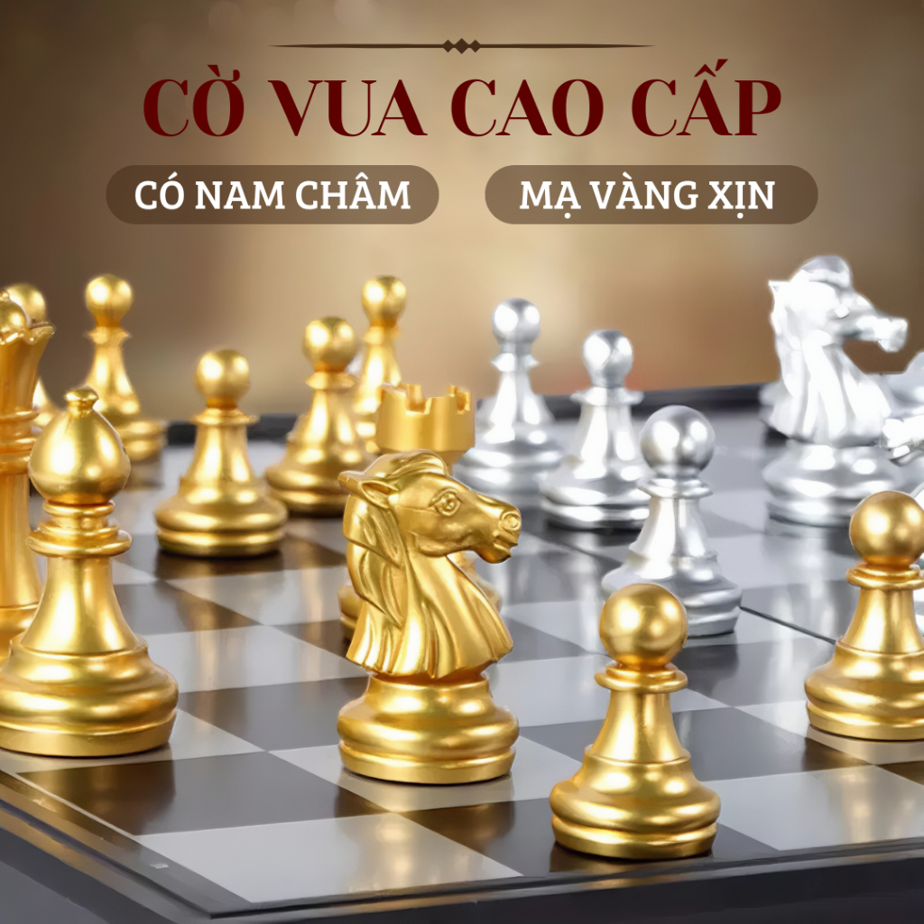 Đồ Chơi Cờ Vua Nam Châm Bàn Cờ Vua Quốc Tế Cờ Vua Cao Cấp Mạ Vàng Bạc ...