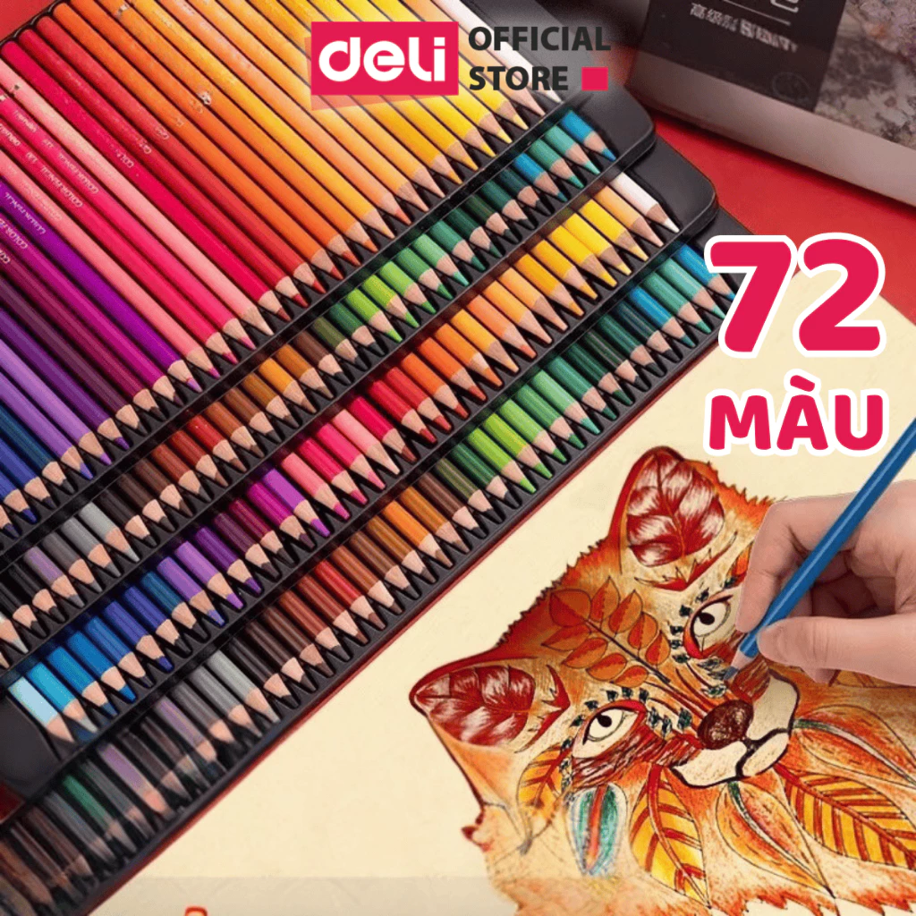 Bút Chì Màu Gốc Dầu Cao Cấp Hộp Thiếc Chuyên Nghiệp Siêu Mịn Deli- Vẽ Thiết Kế, Phác Họa, Tô Màu