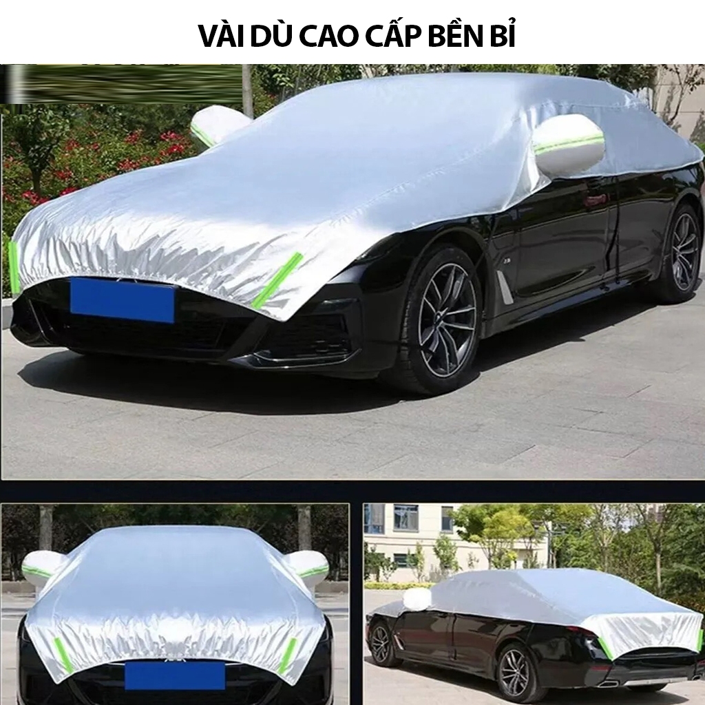 Bạt phủ nửa xe ô tô tráng bạc chống nắng chống mưa cách nhiệt không thấm nước phù hợp cho xe con và xe bán tải