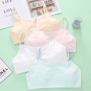 Áo Lá Cho Bé Gái Cotton Trơn Mềm Thoáng 2 Dây Dễ Điều Chỉnh, Áo Lót Êm Ái Mát 2 Lớp King Shop B-8891