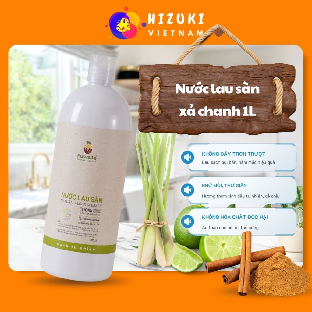 Nước Lau Sàn Fuwa3e, Nước Lau Nhà Sinh Học Hữu Cơ An Toàn Hương Quế, Chanh Xả Xua Đuổi Côn Trùng